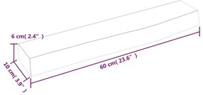 Ράφι Τοίχου Σκούρο Καφέ 60x10x6 εκ. Επεξεργ. Μασίφ Ξύλο Δρυός - Καφέ