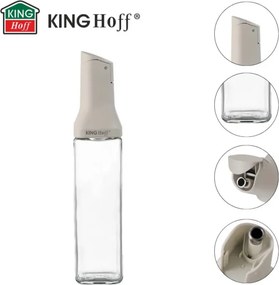 Γυάλινη φιάλη για σάλτσες Kinghoff KH 2004, 500 ml, Δοσομετρητής, Στεγανό κλείσιμο, Μπεζ