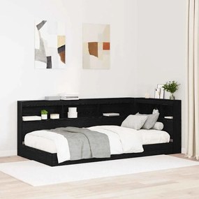 vidaXL Κεφαλάρι Αποθήκης με ράφι Μαύρη Οξυά 90 cm Επεξεργασμένο ξύλο