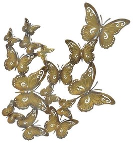 Διακοσμητικό Επιτοίχιο 3-70-120-0040 Πεταλούδες 65Χ2Χ72 Brass Inart Μέταλλο