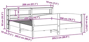 Σκελετός Κρεβ. Χωρίς Στρώμα Καφέ Κεριού 200x200 εκ Μασίφ Πεύκο - Καφέ