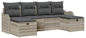 vidaXL Σετ Καναπέ με μαξιλάρι 6 pcs Ανοιχτό γκρι συνθετικό ρατάν