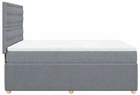 vidaXL Κρεβάτι Boxspring με Στρώμα Ανοιχτό Γκρι 140x190 εκ. Υφασμάτινο