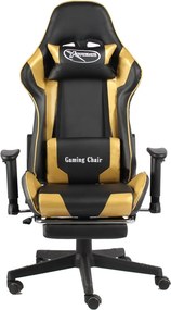 vidaXL Καρέκλα Gaming Περιστρεφόμενη με Υποπόδιο Χρυσή PVC