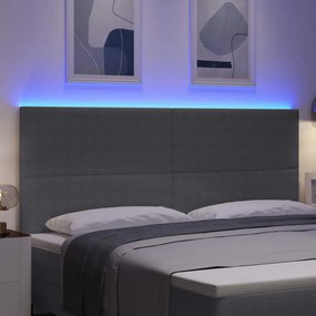 vidaXL LED κεφαλάρι Ανοιχτό γκρι Υφασμάτινο Κορντουρά