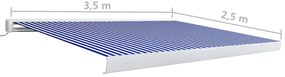 vidaXL Τέντα Κασετίνα με Μοτέρ Μπλε / Λευκή 350x250 εκ.