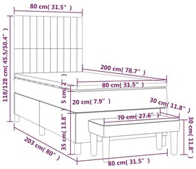 Κρεβάτι Boxspring με Στρώμα Μαύρο 80 x 200 εκ. Βελούδινο - Μαύρο