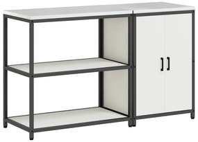 vidaXL Σετ Αποθήκευσης Κουζίνας με ράφι 2 pcs Λευκό 150 x 50 x 92 εκ.