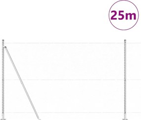 vidaXL Στύλος Περιφράξεων Ασημί 25 x 1,6 μ (25 mm δίχτυ) Ατσάλι