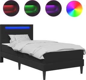 vidaXL Σκελετός κρεβατιού με στρώμα Μαύρο 90 x 190 cm Τεχνητό Δέρμα