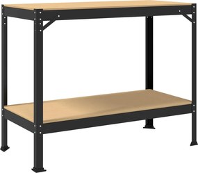 vidaXL Εργαστηριακός πάγκος με ράφι Μαύρο 115 x 55 x 91 εκ