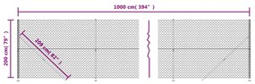 vidaXL Συρματόπλεγμα Περίφραξης Ασημί 2 x 10 μ. με Βάσεις Φλάντζα