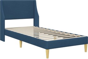 vidaXL Σκελετός Κρεβατιού Μονόχρωμο Μπλε 100 x 200 cm ύφασμα