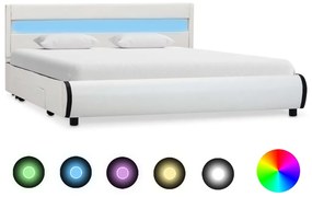 vidaXL Πλαίσιο Κρεβατιού με LED Λευκό 140x200 εκ. από Συνθετικό Δέρμα