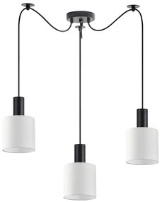 SE21-BL-4-BL3-SH1 ADEPT TUBE Black Pendant White Fabric Shade+