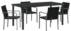 vidaXL Σέτ φαγητού για κήπο 5 pcs Μαύρο Πολυ ράταν