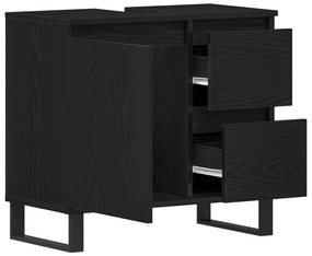vidaXL Ντουλάπι Λεκάνης Μπάνιου Μαύρη Δρυς 65x33x60 εκ Επεξεργασμένο ξύλο