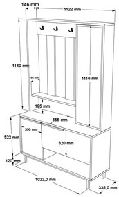 Έπιπλο εισόδου Zerbie μελαμίνης λευκό-μαύρο 112x35.5x178εκ