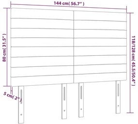 Κεφαλάρι Κρεβατιού LED Ροζ 144x5x118/128 εκ. Βελούδινο - Ροζ