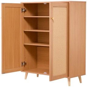 VEVOR Rattan Shoe Cabinet 5 Tiers Shoe Organizer 2 Doors &amp; Adjustable Shelves