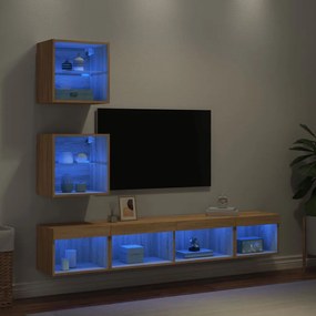 vidaXL Έπιπλα Τοίχου Τηλεόρασης 5 τεμ. LED Sonoma Δρυς από Επεξ. Ξύλο