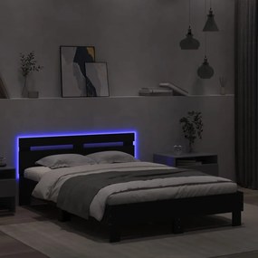 vidaXL Πλαίσιο Κρεβατιού με Κεφαλάρι και LED Μαύρο 120 x 200 εκ.