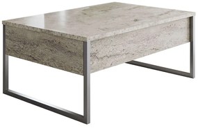 Τραπέζι Σαλονιού Luxe 618BLY1355 90x60x40cm Travertine Beige-Silver