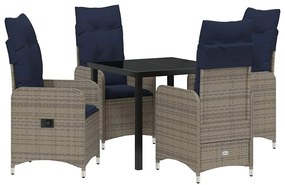 vidaXL Σέτ φαγητού για κήπο με μαξιλάρι 5 pcs Μαύρο Πολυ ράταν