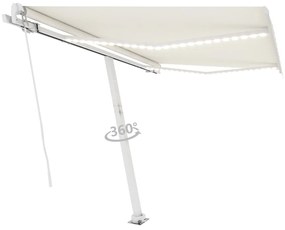 vidaXL Τέντα Συρόμενη Χειροκίνητη με LED Κρεμ 300 x 250 εκ.