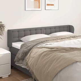 Κεφαλάρι με Πτερύγια Γκρι 203x23x78/88 εκ. Συνθετικό Δέρμα 3117256