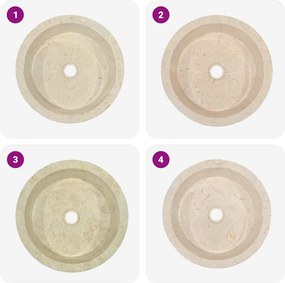 vidaXL Νιπτήρας Κρεμ Ø40 x 15 εκ. Μαρμάρινος