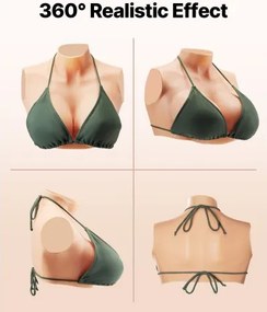 VEVOR Silicone Breastplate E-Cup High Neck Fake Breasts for Cosplay Drag Queen