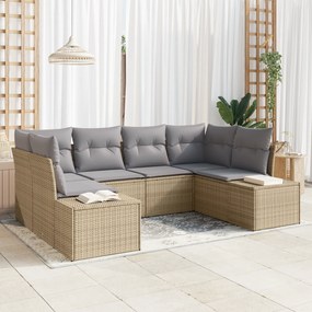vidaXL Σετ 6 Τεμαχίων Καναπέ Κήπου με Μαξιλάρια Μπεζ Πολυ Ρατάν