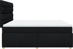 vidaXL Κρεβάτι Boxspring με Στρώμα Μαύρο 200x200 εκ. Υφασμάτινο