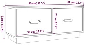 Έπιπλο Τηλεόρασης Λευκό 80x34x35 εκ. από Μασίφ Ξύλο Πεύκου - Λευκό