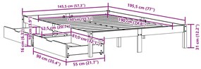 Σκελετός Κρεβατιού Χωρίς Στρώμα 140x190 εκ Μασίφ Ξύλο Πεύκου - Καφέ