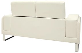 Καναπές Shea pakoworld 2θέσιος PU ivory-inox 158x80x87εκ