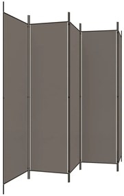 vidaXL Διαχωριστικό Δωματίου με 5 Πάνελ Ανθρακί 250x200 εκ. από Ύφασμα