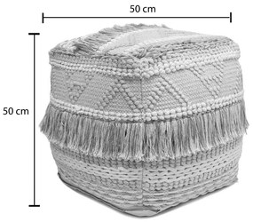 Σκαμπό - Πουφ Scauni Inart βαμβάκι λευκό - μπέζ 50x50x50 εκ. 50x50x50 εκ.