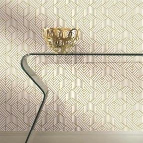 Αυτοκόλλητη Ταπετσαρία Stripped Hexagon White/Gold Peel KAL.RMK10704