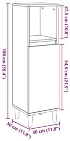 Ντουλάπι μπάνιου Παλιό ξύλο 30x30x100 cm Κατασκευασμένο ξύλο - Καφέ