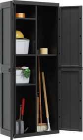 vidaXL Ντουλάπι Αποθ. Εξ. Χώρου Μαύρο 65x37x165εκ. Πολυπροπυλένιο