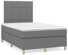 VidaXL Κρεβάτι Boxspring με Στρώμα & LED Σκ.Γκρι 120x190εκ. Υφασμάτινο