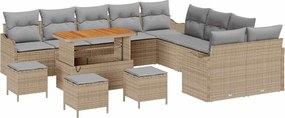 vidaXL Σετ Καναπέ Κήπου 14 pcs Μπεζ συνθετικό ρατάν