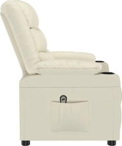 vidaXL Πολυθρόνα Ανακλινόμενη Ηλεκτρική Κρεμ από Συνθετικό Δέρμα