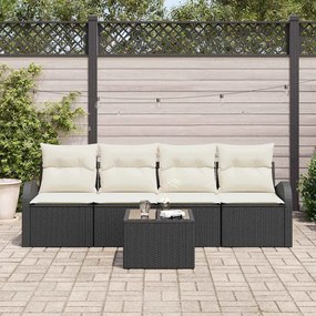 vidaXL Σετ Καναπέ Κήπου με μαξιλάρι 5 pcs Μαύρο, Κρέμα 55 x 55 x 37 εκ