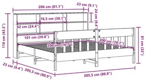 Σκελετός Κρεβ. Χωρίς Στρώμα Καφέ Κεριού 200x200 εκ Μασίφ Πεύκο - Καφέ