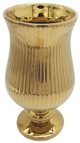 Βάζο Ρίγες 15-00-23708 16x28,2cm Gold Marhome Ceramic