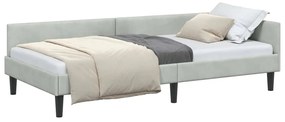 vidaXL Πλαϊνό Κρεβάτι με κεφαλάρι Ανοιχτό γκρι 90 x 200 cm