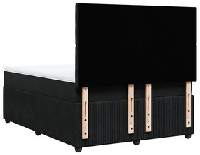 vidaXL Κρεβάτι Boxspring με Στρώμα Μαύρο 160x200 εκ. Βελούδινο